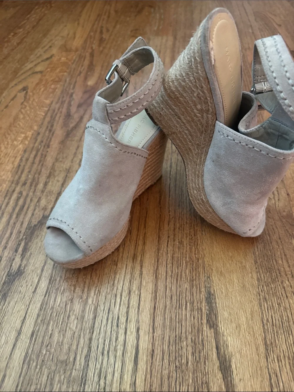 March Fisher Tan Suede/Leather upper Wedge Heels - Size 7.5